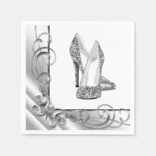 Serviettes Jetables Chaussures à talons hauts scintillants en tourbill