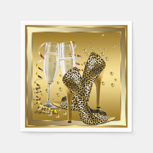Serviettes Jetables Chaussures de Champagne et talon