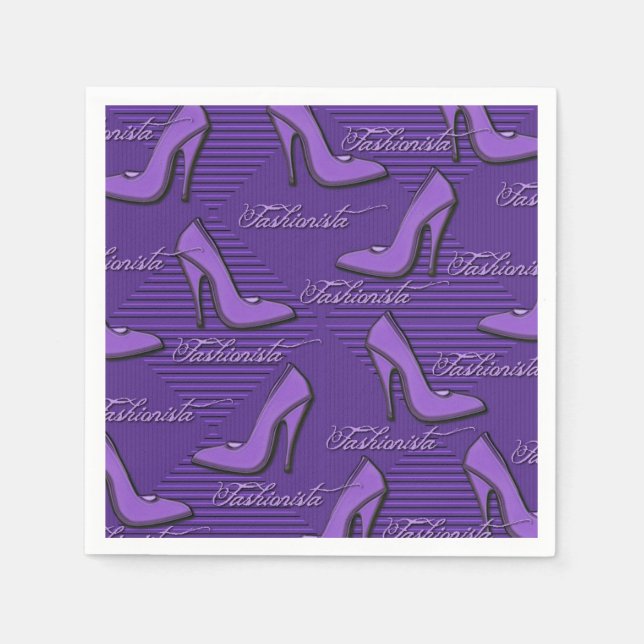 Serviettes Jetables Chaussures Motifs fashionista violet serviettes (Devant)
