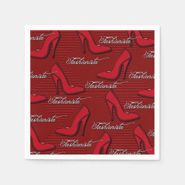 Serviettes Jetables Chaussures rouges fashionista Motif serviettes (Devant)