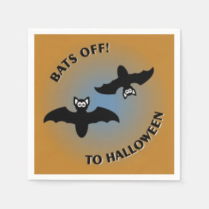 Serviettes Jetables Chauves-souris d'Halloween, bleu orange