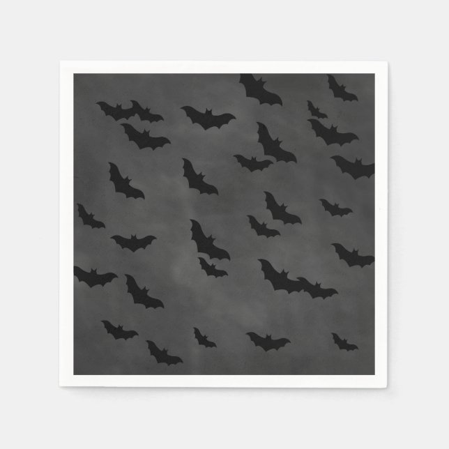 Serviettes Jetables Chauves-souris d'Halloween sur Chalkboard Napkin (Devant)