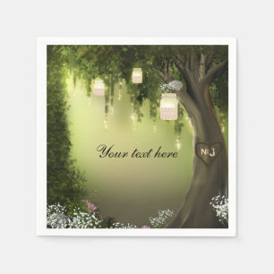 Serviettes Jetables Chêne Arbre Forêt Enchantée Jardin Mariage serviet