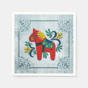 Serviettes Jetables Cheval de Dala de Suédois avec le Norvégien