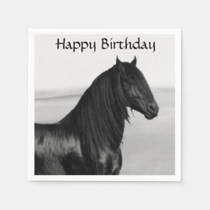 Serviettes Jetables Cheval d'étalon noir friésien