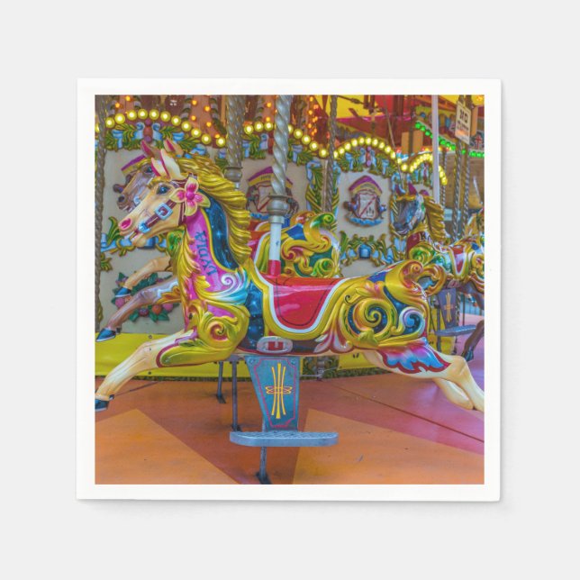 Serviettes Jetables Chevaux de carrousel (Devant)