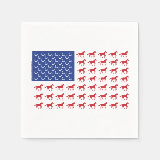 Serviettes Jetables Chevaux patriotiques (Devant)