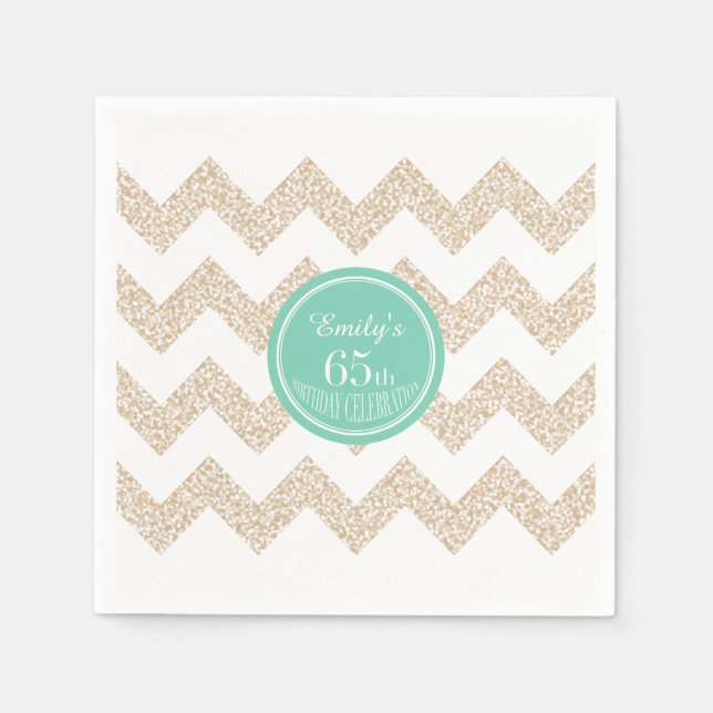 Serviettes Jetables Chevron 65e Anniversaire P Napkin Choisissez la co (Devant)