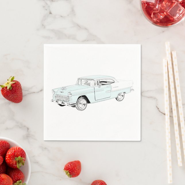 Serviettes Jetables Chevy Bel Air 1955 (En situation)