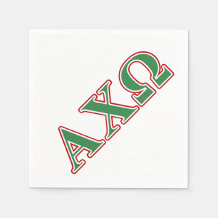 Serviettes Jetables Chi lettres vertes et rouges d'Omega d'Alphi