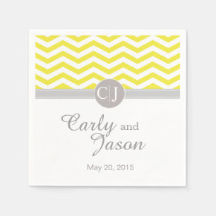 Serviettes Jetables Chic Chevron jaune gris blanc