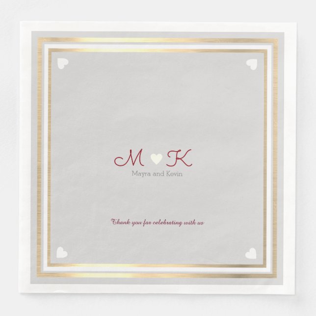 Serviettes Jetables Chic Elegant monogramme marié célébration réceptio (Devant)