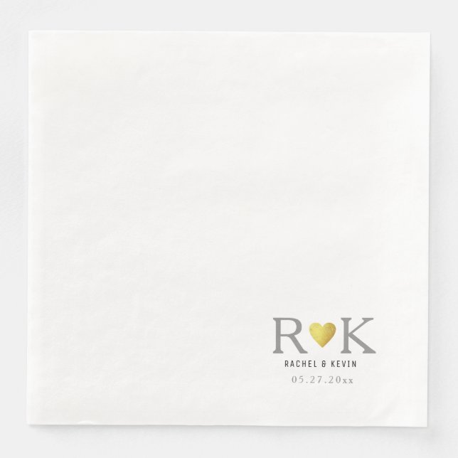 Serviettes Jetables Chic mariage élégant monogrammed (Devant)