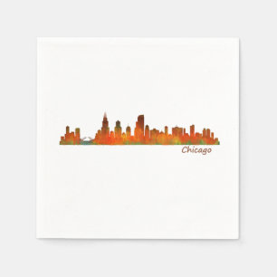 Serviettes Jetables Chicago Illinois US ville skyline v01