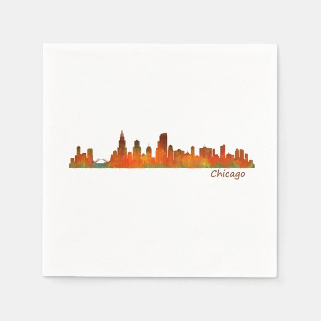 Serviettes Jetables Chicago Illinois US ville skyline v01 (Devant)