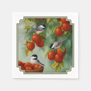 Serviettes Jetables Chickadee Birds Apple Harvest