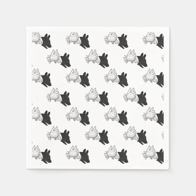 Serviettes Jetables Chien Silhouette main (Devant)