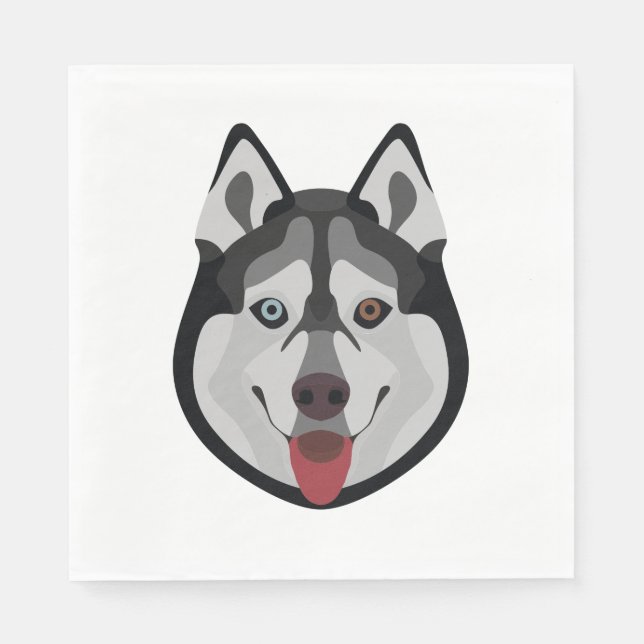 Serviettes Jetables Chiens d'illustration face Sibérien Husky (Devant)