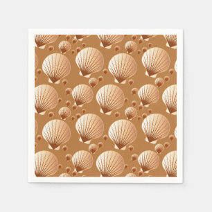 Serviettes Jetables Chocolat et coquillages bronzés sur cacao brun