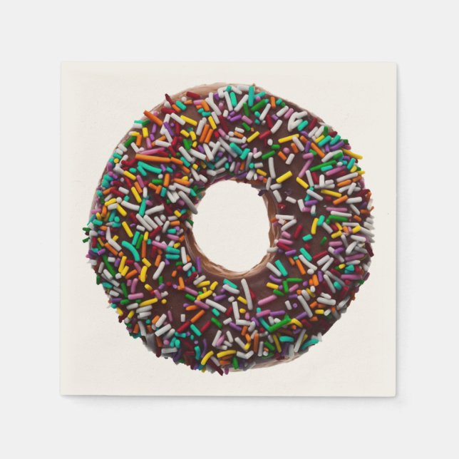 Serviettes Jetables Chocolate donut with colorful sprinkles (Devant)