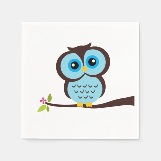 Serviettes Jetables Chouette bleue (Devant)