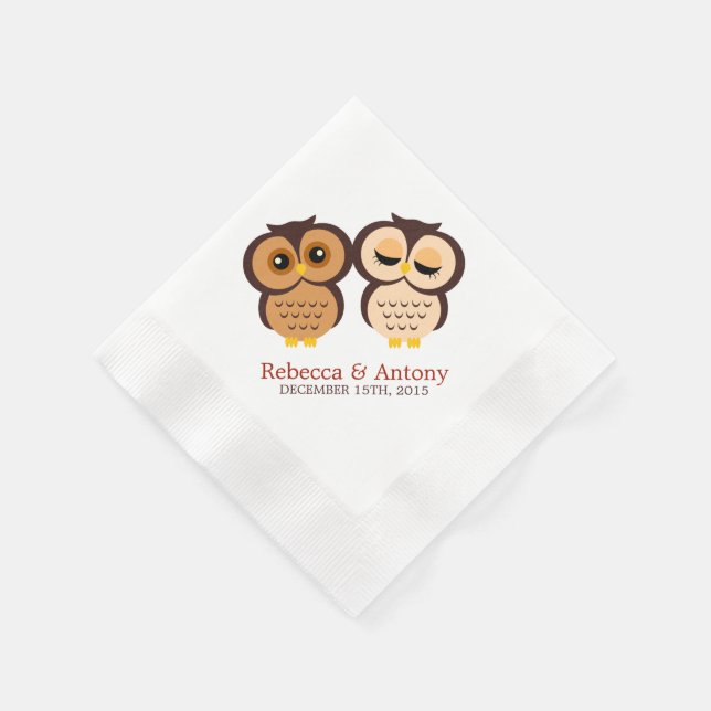 Serviettes Jetables Chouettes mariages de automne (Coin)