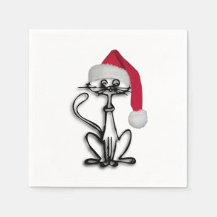 Serviettes Jetables Christmas Cat