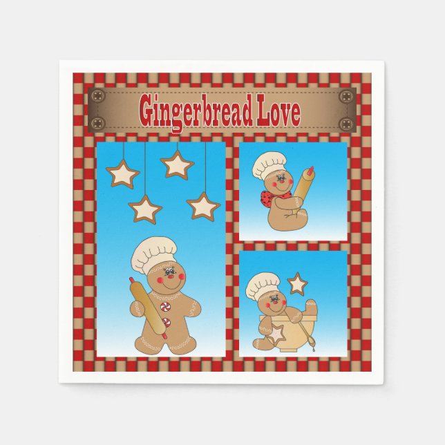 Serviettes Jetables Christmas Gingerbread Cookie Love (Devant)