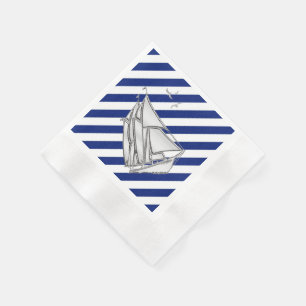 Serviettes Jetables Chrome Sailboat sur les traces de Navy Imprimer