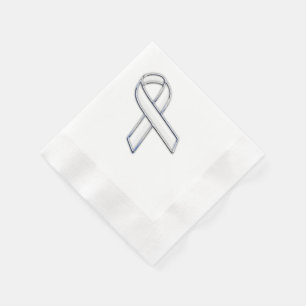 Serviettes Jetables Chrome Style White Ribbon Awareness