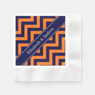 Serviettes Jetables Citrouille Marine LG Chevron Bleu Marine Monogramm
