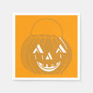 Serviettes Jetables Citrouille souriant Pail Orange Papier Napkin