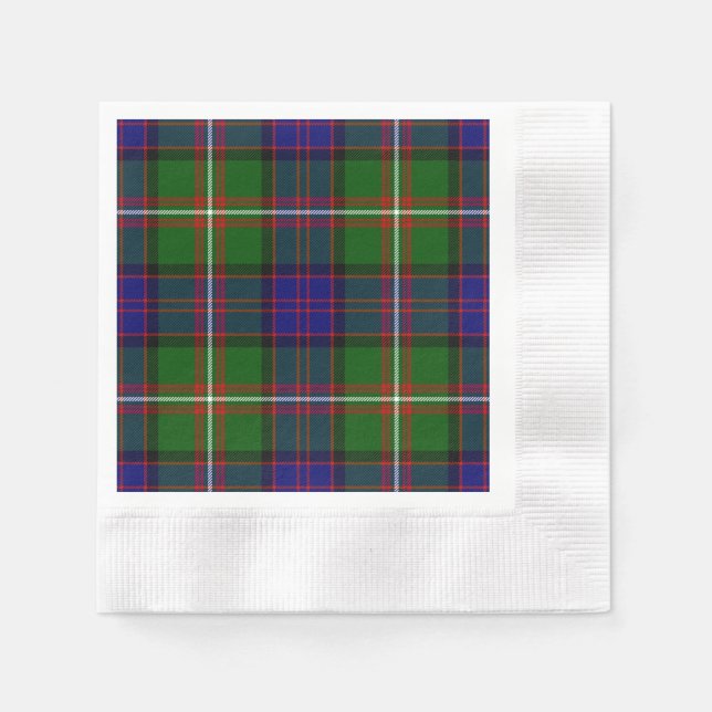 Serviettes Jetables Clanranald tartan bleu vert plaid (Devant)