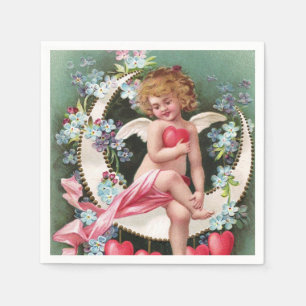 Serviettes Jetables Clapsaddle : Ange sur une lune 1 de faucille