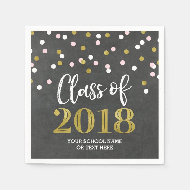 Serviettes Jetables Classe Gold Silver Confetti de 2018 Graduation (Devant)
