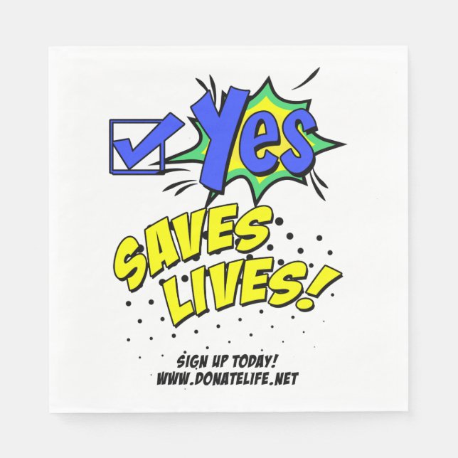 Serviettes Jetables Cochez Oui pour sauver des vies, Sensibiliser les  (Devant)