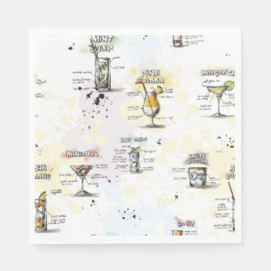 Serviettes Jetables Cocktail Boisson Recette Conception