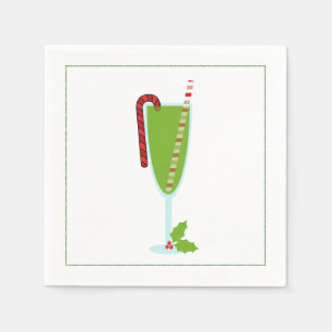Serviettes Jetables Cocktail de Noël Napkin avec martini olive