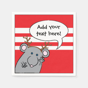 Serviettes Jetables Cocktail de Noël personnalisé "Souris" de serviett