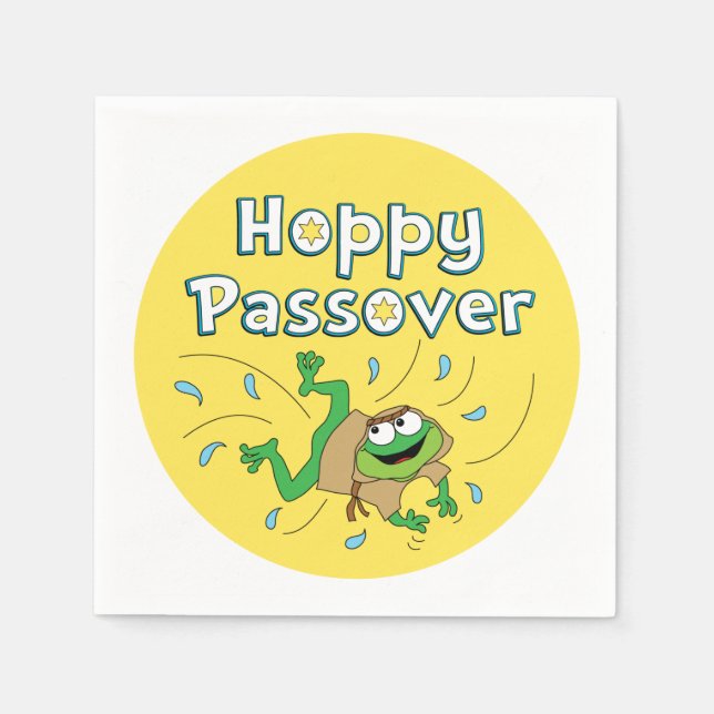 Serviettes Jetables Cocktail Pâque Napkins "Hoppy Passover" (Devant)