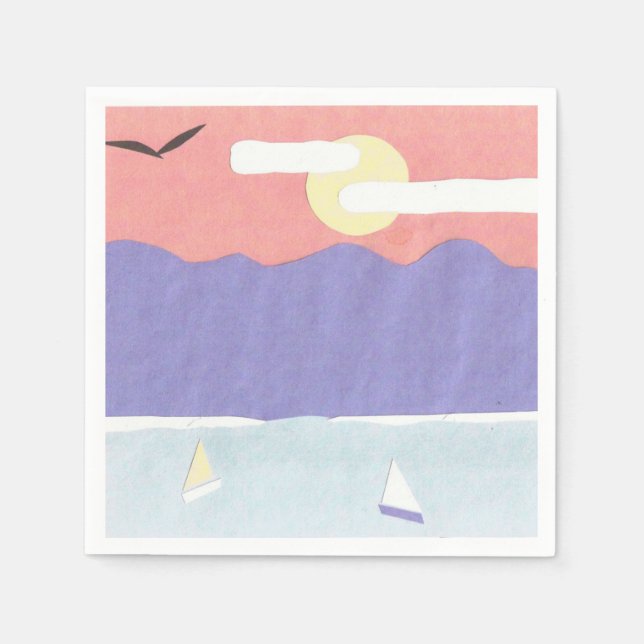 Serviettes Jetables Cocktail serviettes avec un coucher de soleil (Devant)