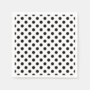 Serviettes Jetables Cocktails Polka Noir et Blanc Serviettes
