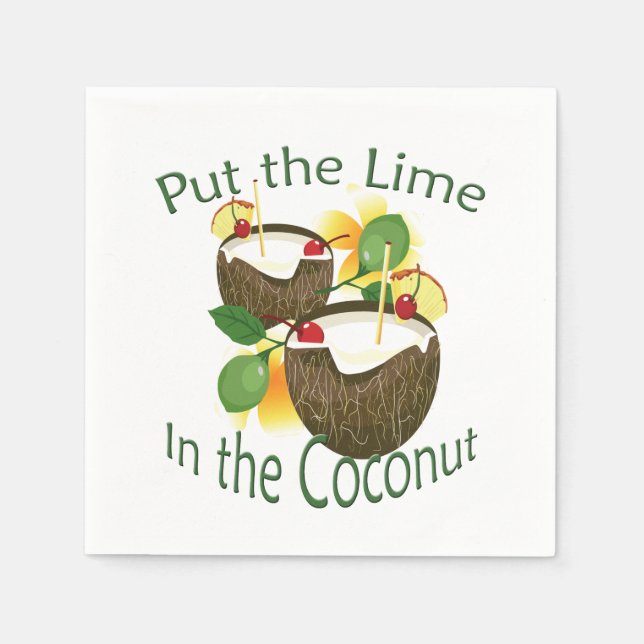 Serviettes Jetables Coconut Tiki Bar Cocktail Papier à Cocktail Napkin (Devant)