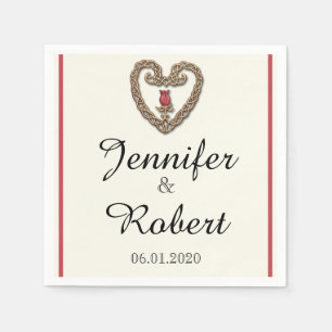 Serviettes Jetables Coeur celtique avec Mariage rose rouge Napkin