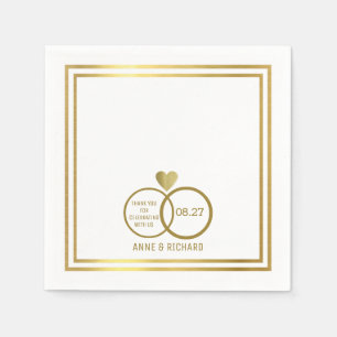 Serviettes Jetables coeur d'amour et deux anneaux mariages personnalis