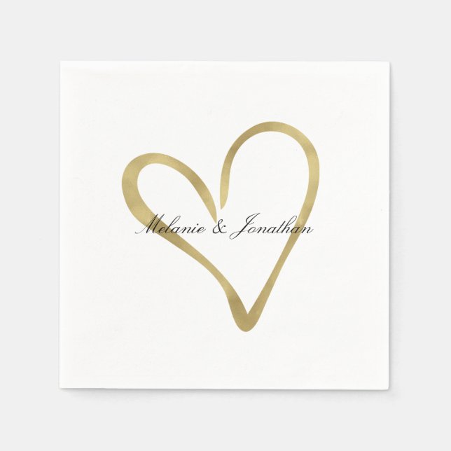 Serviettes Jetables Coeur d'or (Devant)