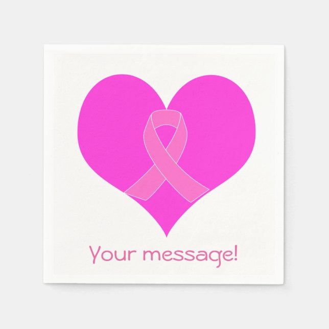 Serviettes Jetables Coeur et ruban Cancer du sein Conception de la cha (Devant)