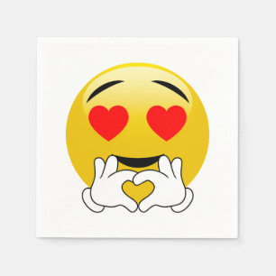 Serviettes Jetables Coeur yeux et mains Emoji amour