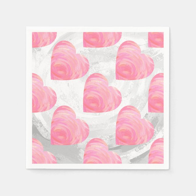 Serviettes Jetables Coeurs roses (Devant)