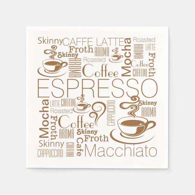 Serviettes Jetables Coffee collage motif brun blanc (Devant)